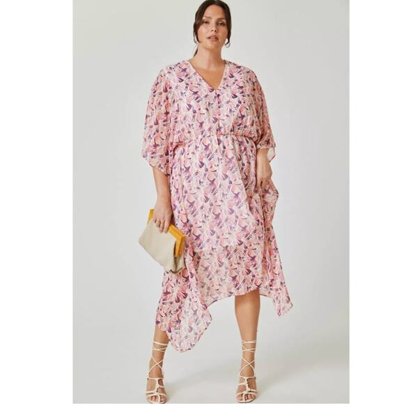 New Anthropologie Hutch Augusta Midi Dress $198 Plus 1X  Assymetrical Hem - Picture 1 of 7
